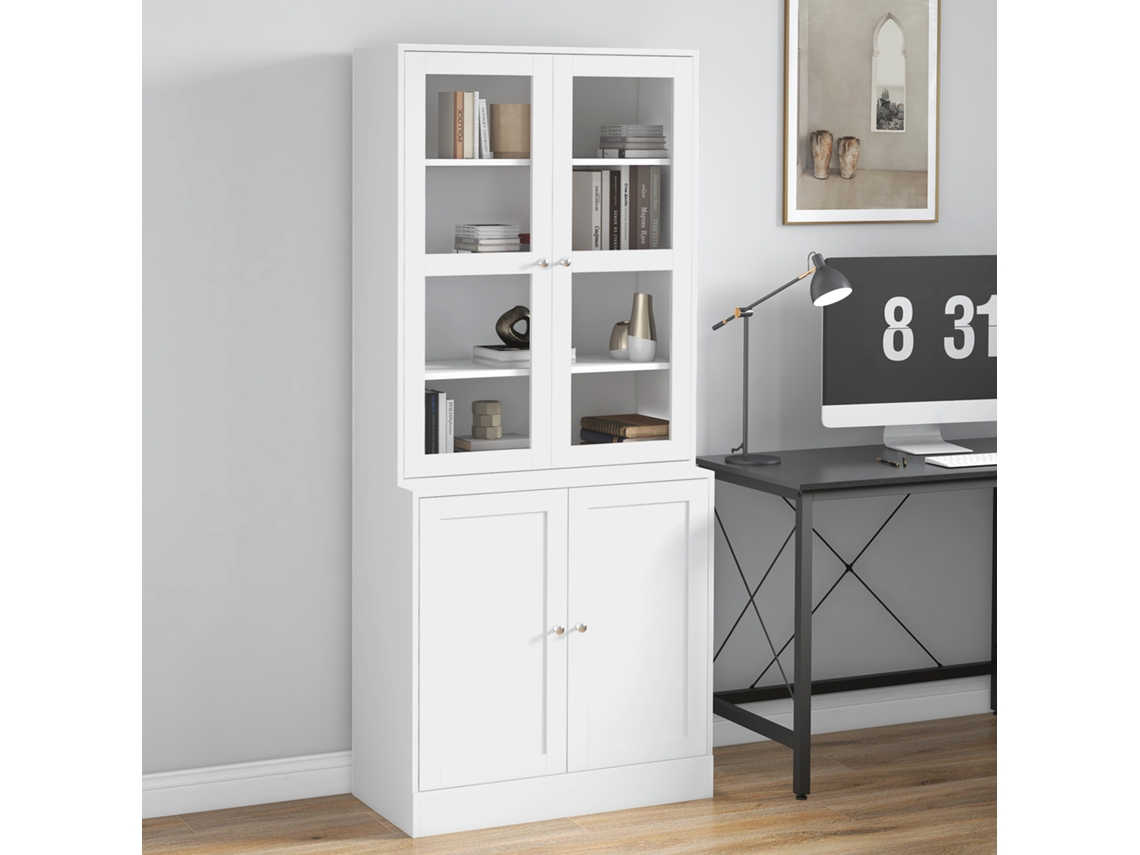 Bookcase Wall Shelf, 2 Shelves, 76 Cm X 40 Cm X 178.5 Cm, White