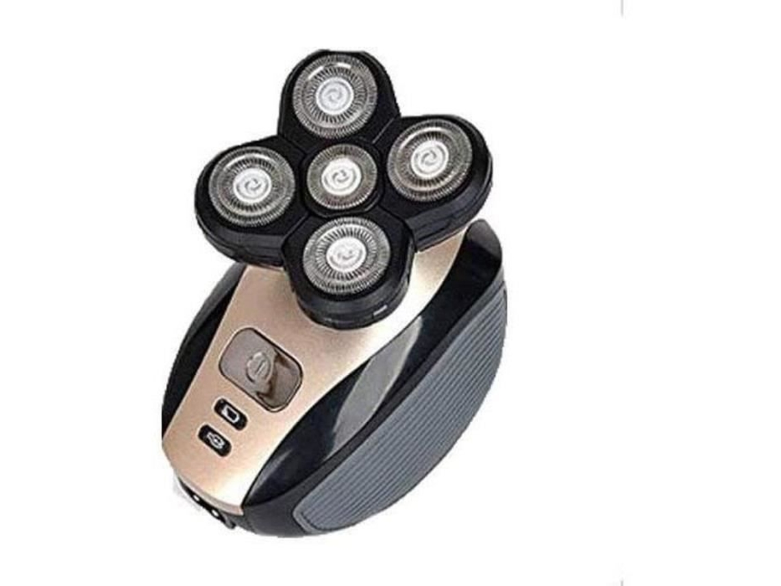 Aparador de barba elétrico Aparador de barba elétrico para homens Rotativo 5 em 1 4D Lavável e recarregável Navalha Aparador de barba para cabeça Careca 123
