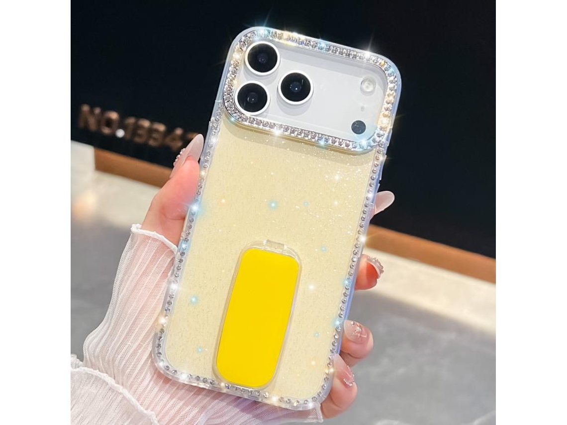 Capa Para Iphone 17 Pro Com Glitter De Strass, Proteção Anti-queda Nos 4 Cantos E Suporte.