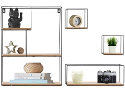 Conjunto de 4 Prateleiras de Parede Metálicas Estilo Industrial Loft 391883 REA