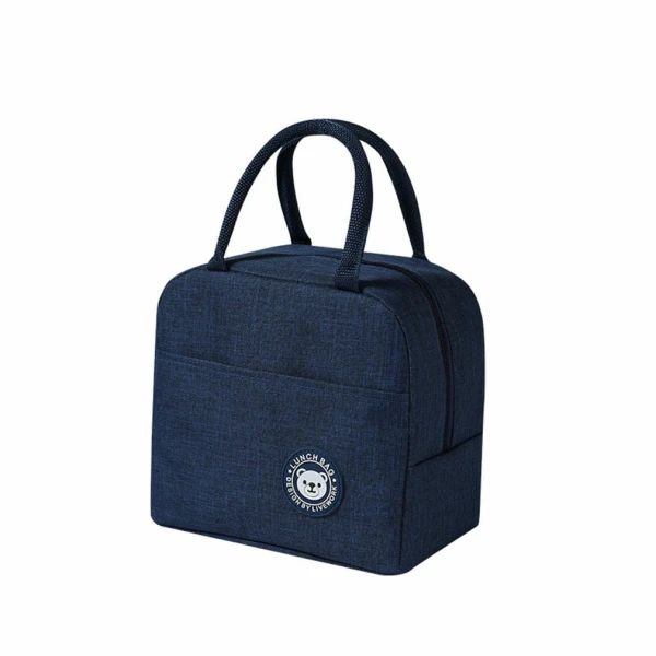 Lancheira Térmica Portátil Com Isolamento Térmico, Bolsa Térmica, Azul Marinho Slowmoose