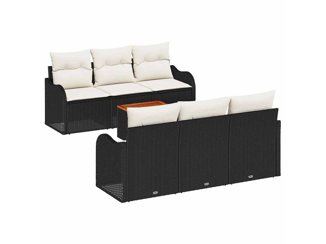 Conjunto 7 Móveis De Jardim Vidaxl Preto Vime Pe (176 X 62 X 69 Cm)