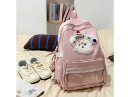 Mochila De Cachorrinho Com Renda E Grande Capacidade, Impermeável, Adequada Para Uso Diário De Estudantes Tamanho L Rosa