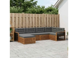 Vidaxl Conjunto De Sofás Para Exterior 6 Pcs Natural E Antracite