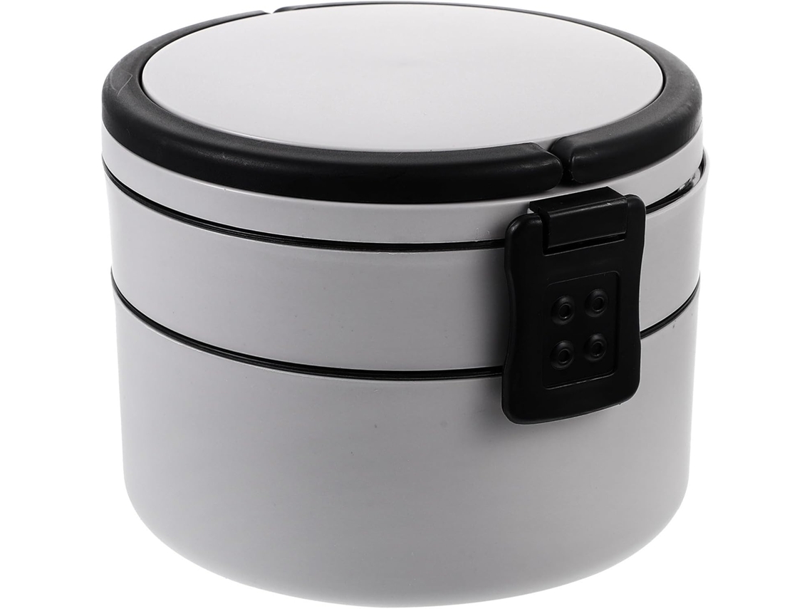 Lancheira Bento De Plástico, Design Portátil, Dupla Camada, Própria Para Micro Ondas, Compartimentos Separados, Grande