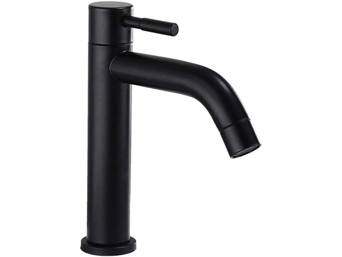 Grifo De Baño De Acero Inoxidable Negro Mate Solo Agua Fría Ideal Para Inodoro Y Lavabo