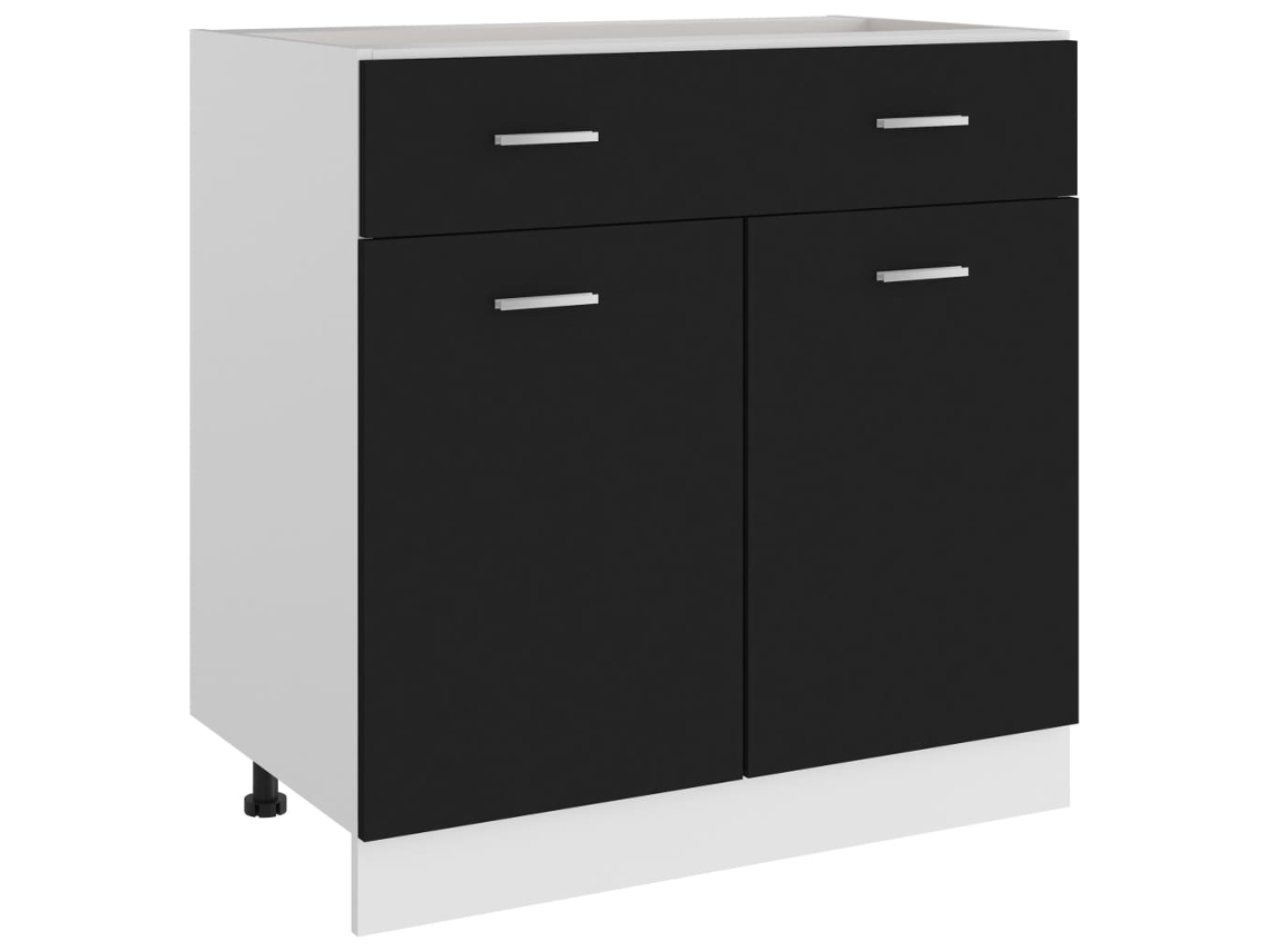 Drawer Bottom Cabinet, Drawer Bottom Cabinets Vidaxl Preto Madeira Processada (n/a)