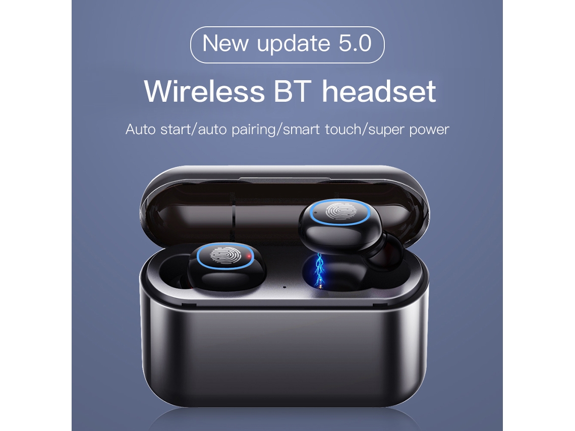 Fones Bluetooth EOOCOO com estojo de 2600mAh, emparelhamento automático