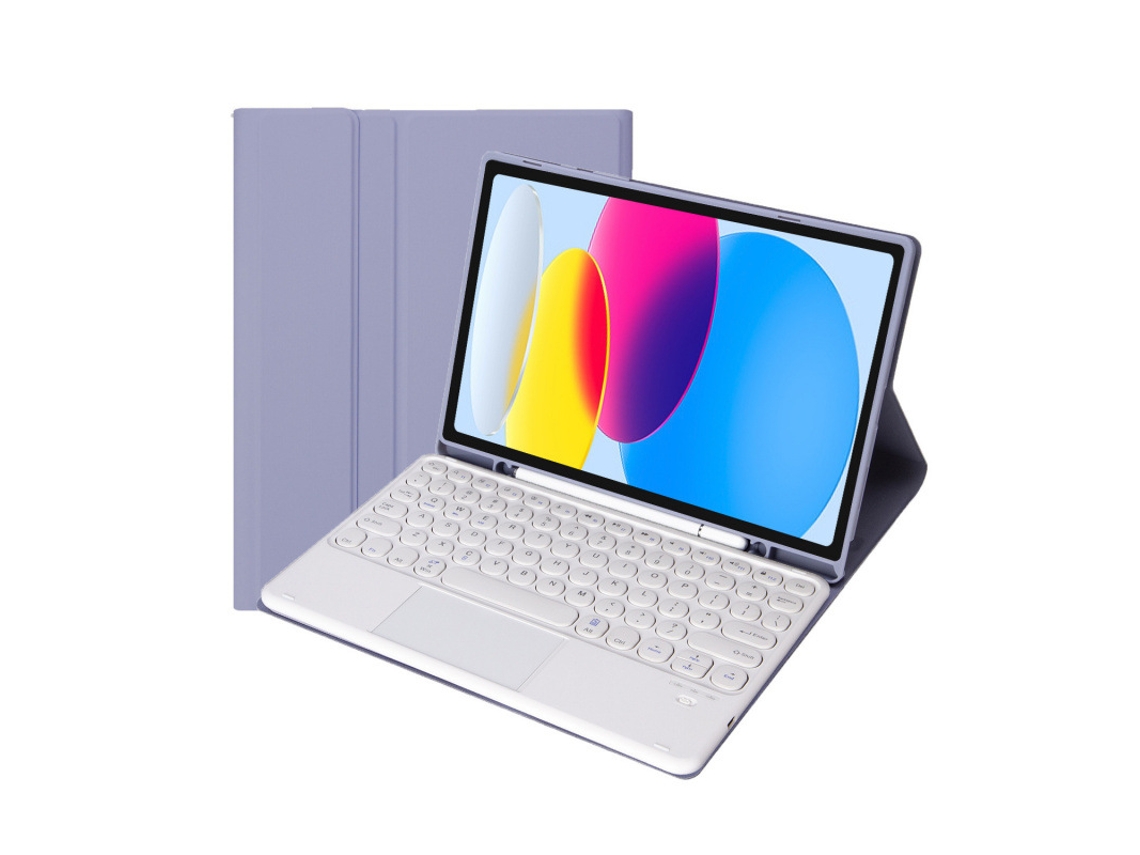 Capa Com Teclado Bluetooth, Compatível Com Samsung Galaxy Tab S9 Fe 11 Pol., Teclas Redondas, Roxo