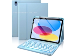 Capa Com Teclado Para Tablet Lurelia, Compatível Com Lápis E (10,9/11", Azul, Teclado Bluetooth, Suporte Para Caneta