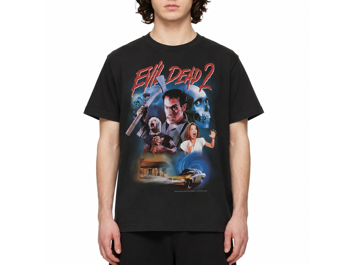 Rockinstone Evil Dead Collage Drawing Black Adult T-shirt Size:l