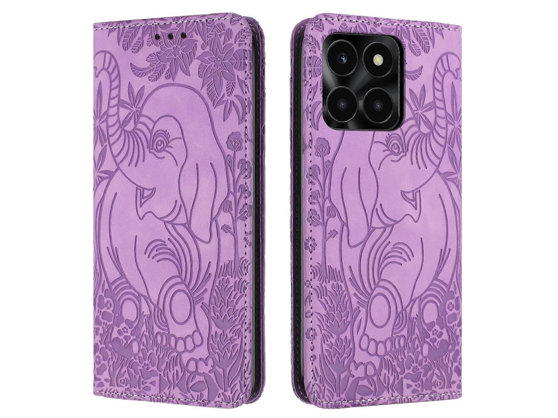 Capa De Celular De Couro Com Estampa De Elefante Retrô