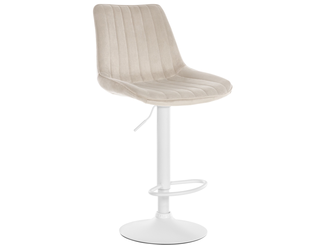 Banco de bar em veludo Toni creme/branco CLP