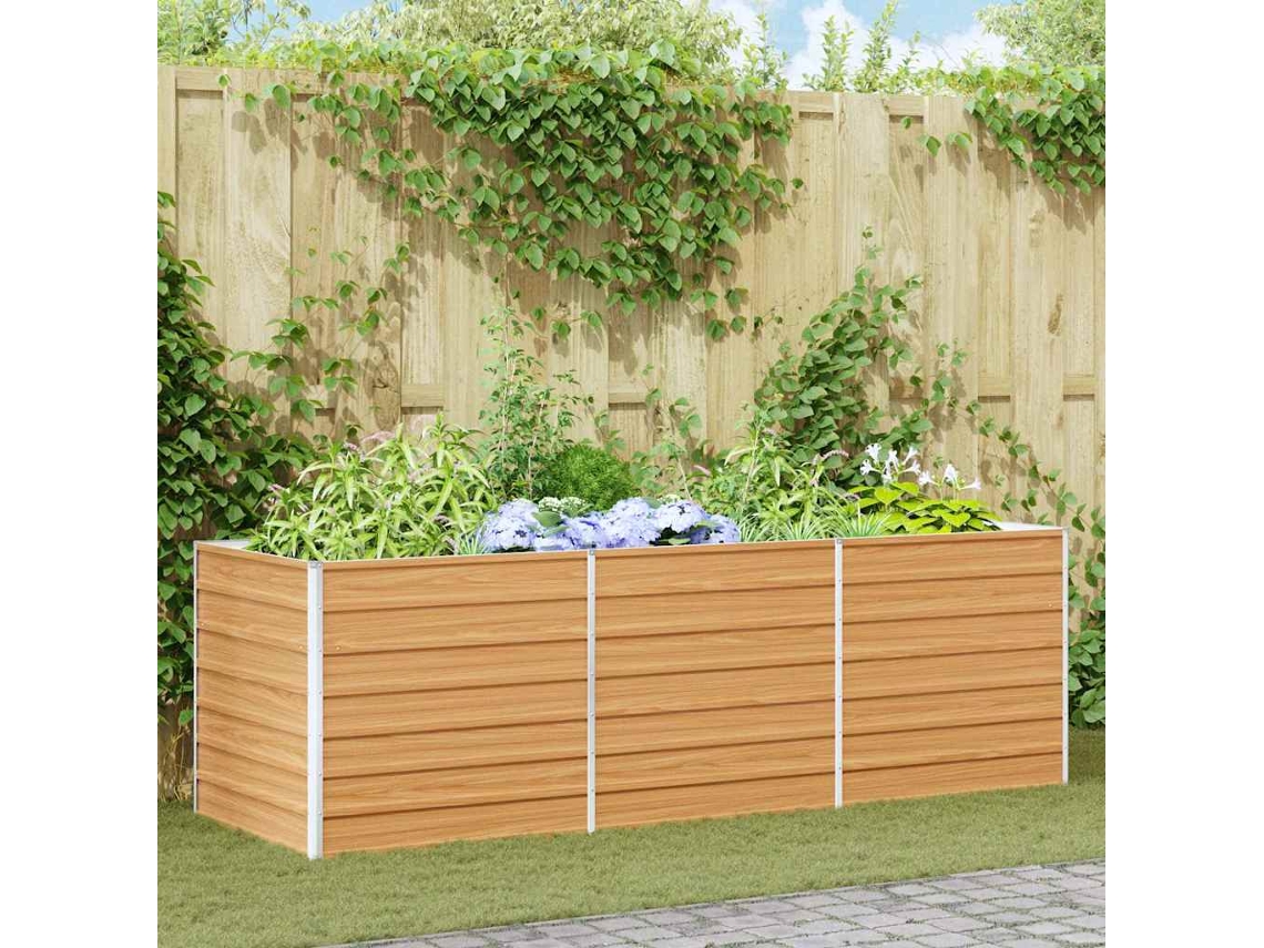 Vidaxl Canteiro De Jardim Elevado Marrom Claro 240 X 80 X 77 Cm