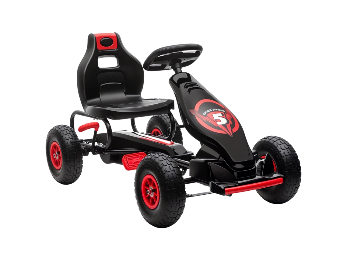 Kart com Pedal para Crianças de 5 a 12 Anos com Banco Ajustável e Rodas Infláveis. Vermelho Ge