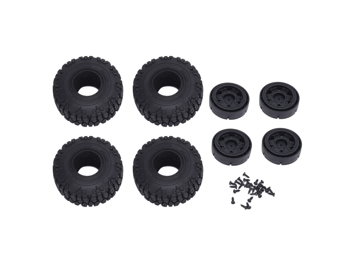 4 Pneus De Roda Rc Com Cubo Plástico Para Axial Scx24 1/24 Crawler, Elevado Realismo E Manuseio Aprimorado