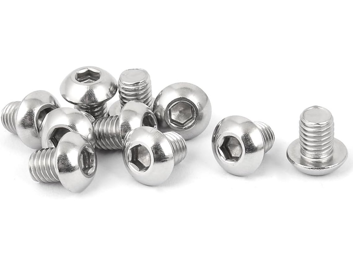 Parafuso de Cabeça Sextavada Interna Totalmente Roscado em Aço Inoxidável, Cor Prata, M8 X 10 Mm, CHABERLU