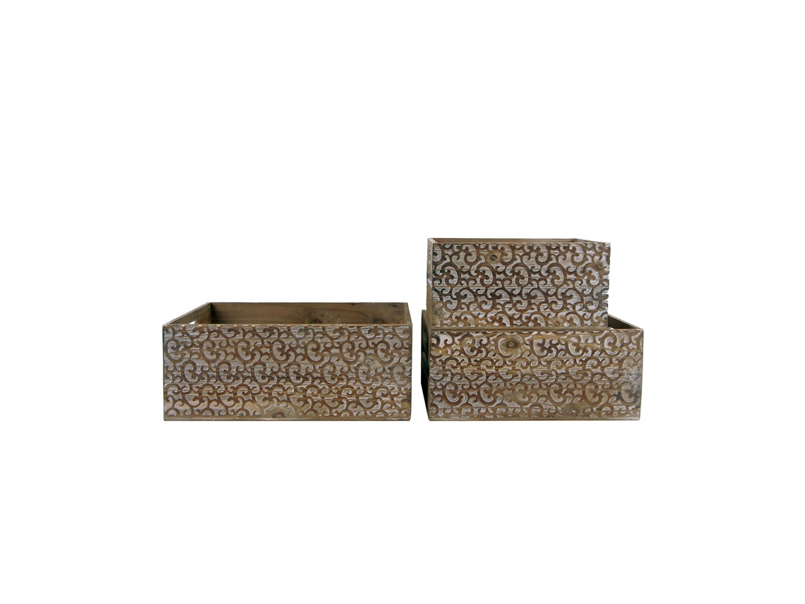 Conjunto de 3 caixas de madeira da série Zan KUATÉH