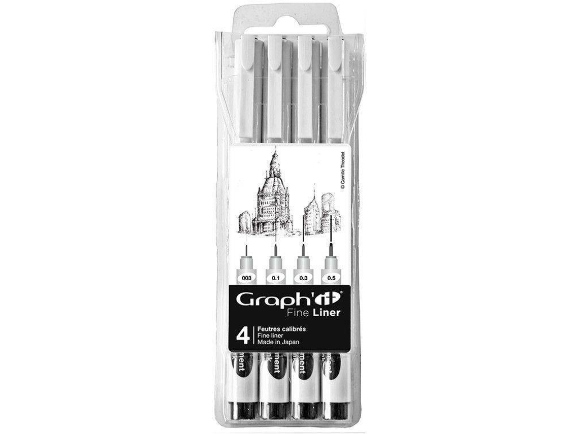 Conjunto 6 Marcadores GRAPH'IT Finos Pretos