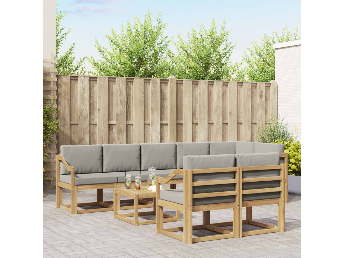 Vidaxl Conjunto De Sofás Para Exterior 9 Unid. Branco E Cinzento-claro