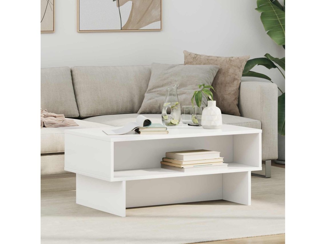 Vidaxl Mesa De Centro Branco 80 X 46 X 35 Cm Derivados De Madeira