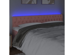 Cabecero con luces LED, terciopelo, 200x7x78/88 cm, rosa