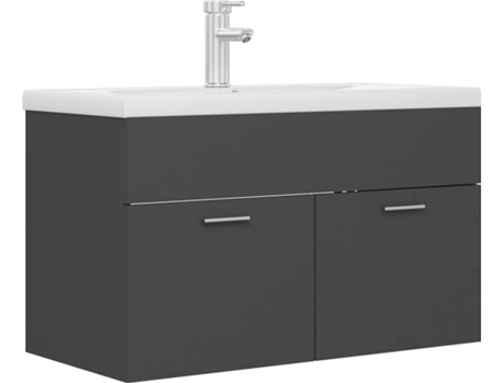 Armário + Lavatório Embutido  3071281 (Cinzento - Aglomerado de Madeira - 80x38.5x46 cm)