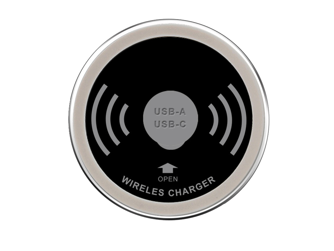 Carregador Rápido Usb-c Usb-a 3.0 De 15 W, Carregador Sem Fio Qi Rápido Integrado Para Mesa, Carregador Embutido De 60 Mm/2,36