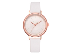 Relógio de Pulso Feminino de Quartzo com Pulseira de Couro Pu Estilo Fashion Branco