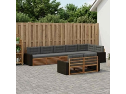 Vidaxl Conjunto De Sofás Para Exterior 8 Pcs Natural E Antracite