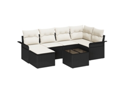 Conjunto 7 Conjunto De Sofá De Jardim Vidaxl Preto Vime Pe (242,5 X 132,5 X 69 Cm)