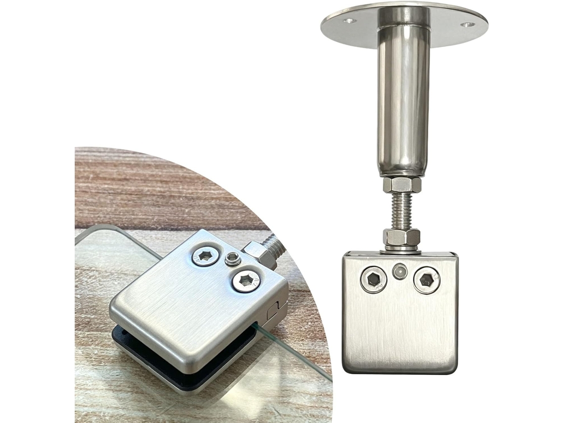 Barra De Suporte Ajustável Em Aço Inoxidável Para Box Vidro, Fixação No Teto Com Grampo Quadrado Para Vidro, Braço De