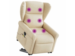 Vidaxl Poltrona Elétrica Elevatória Massagens Tecido Creme