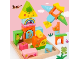 Conjunto De Blocos De Construção Grandes Em Madeira Brinquedos Educativos De Empilhar Para Crianças Em Idade Pré-escolar Hexinyigjly