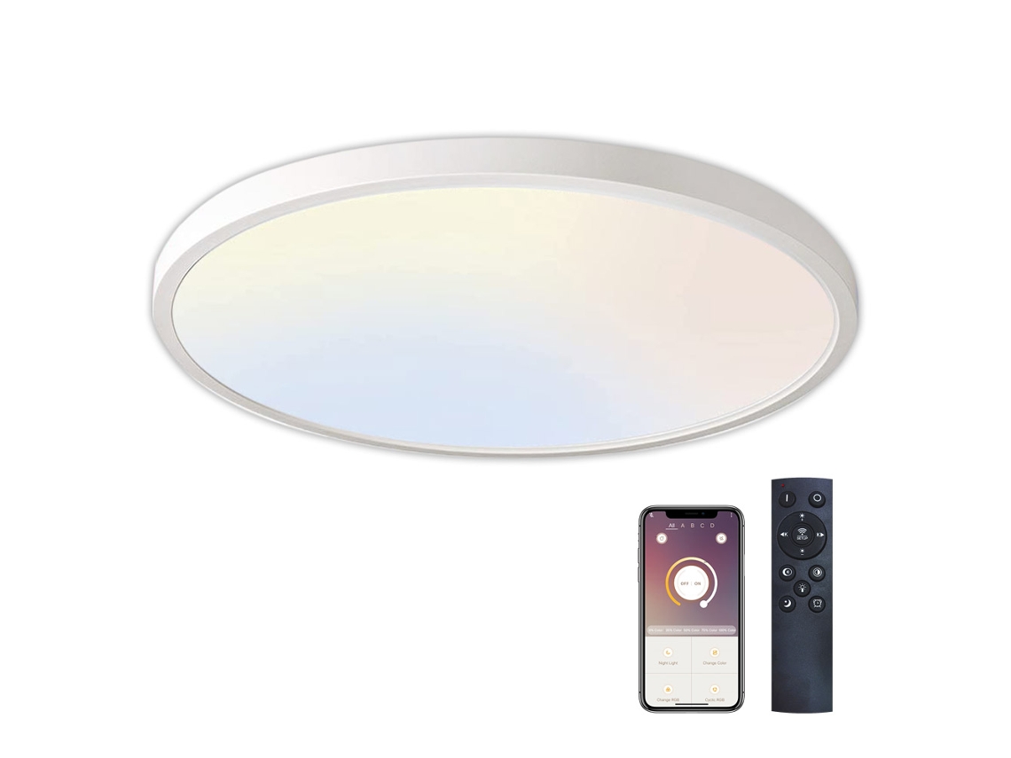Plafón Led LEDBOX 48W 500mm Cct Bluetooth + Comando Rf Dual