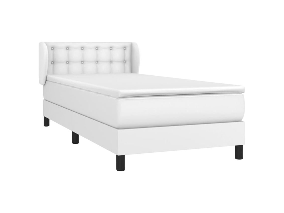 Cama com Molas Couro Artificial Branco MAISON EXCLUSIVE 90x200 cm