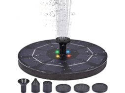 Fonte solar com luzes LED, bomba de fonte de água movida a energia solar 5V 3.5W com 6 bicos, fonte de pedestal flutuante H270