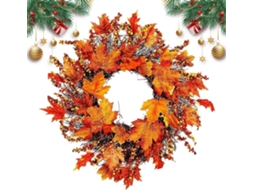 Guirlanda De Outono Para Porta | Guirlanda De Outono De 45cm, Decoração Com Folhas De Bordo E Frutos Gokoco