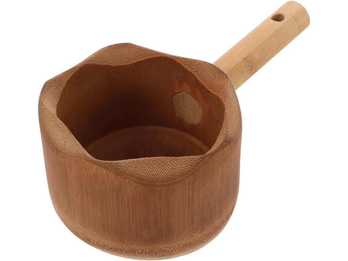 Concha De Bambu Para Água Com Cabo Ergonômico Sauna.