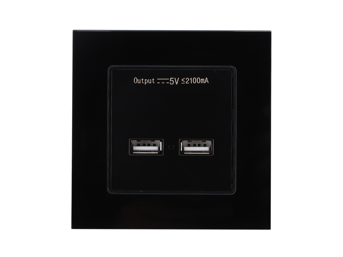 Tomada Usb De Parede Laxiscreed Tipo 86 Com Portas Duplas Em Vidro Temperado