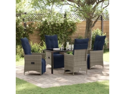 Vidaxl Conjunto De Mesa E Cadeiras 5 Unid. Cinzeto Rattan De Pe