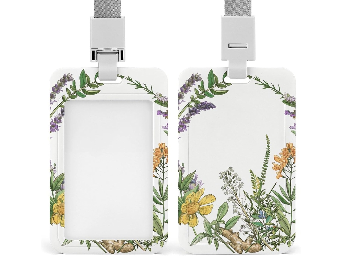 Porta Crachá Personalizável Com Estampa De Folhas E Gengibre, Protetor De Crachá À Prova D Água, Ideal Funcionários