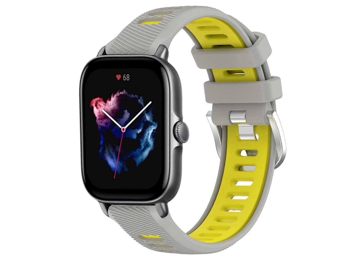 Pulseira De Silicone Com Textura Cruzada Bicolor De 20 Mm E Fivela De Aço Para Amazfit Gts 4 Mini