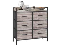 Cômoda com 5 gavetas de tecido, estilo industrial, 98x29x63 cm, marrom PRIME KANG