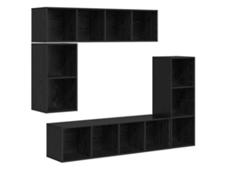 Conjunto Móvel TV MAISON EXCLUSIVE 4 Peças Carvalho Preto Madeira Processada