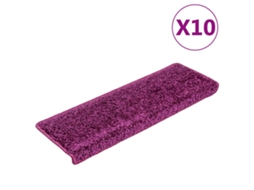 Vidaxl Tapetes De Escada 10 Peças 65x21x4 Cm Roxo Com Borda Retangular