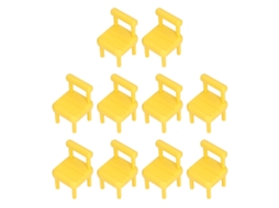 Primerox 10pcs Cadeira de Jantar Miniatura 1:12 Mobília Casinha de Bonecas Amarela Detalhes Reais