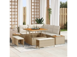 Vidaxl Conjunto De Sofá De Jardim Com Almofada 8 Pcs Bege E Creme