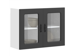 Vidaxl Armário De Parede De Cozinha Porta Vidro Kalmar Preto