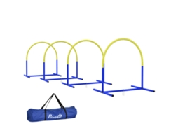 Conjunto de Agility para Cães com 4 Arcos Modulares e Bolsa de Transporte, 88x64x95 Cm, Azul e Amarelo E TOWN COMMERCE GMBH